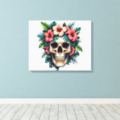 Tropisch verval: Bloom & Bone Canvas Afdruk (Insitu (Houten vloer))