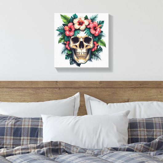 Tropisch verval: Bloom & Bone Canvas Afdruk (Insitu (Slaapkamer))