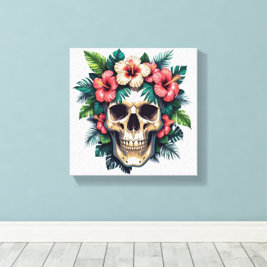 Tropisch verval: Bloom & Bone Canvas Afdruk (Insitu (Houten vloer))