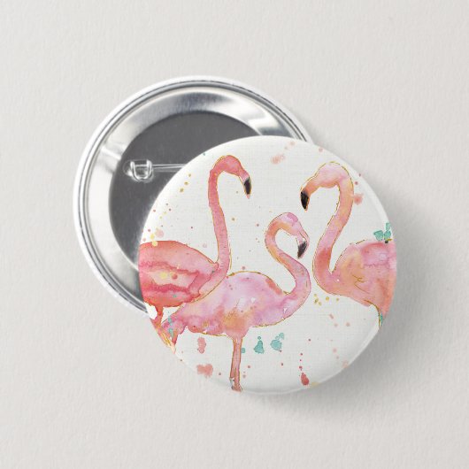 Tropisch | Verzameling van Flamingos Ronde Button 5,7 Cm (Voorkant /achterkant)