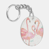 Tropisch | Verzameling van Flamingos Sleutelhanger (Voorkant Links)
