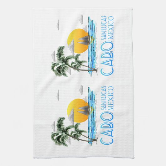 Tropisch verzorgen Cabo San Lucas Mexico Theedoek (Verticaal)
