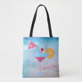 Tropisch vibes blauw en roze cocktail Abstract Zee Tote Bag (Voorkant)