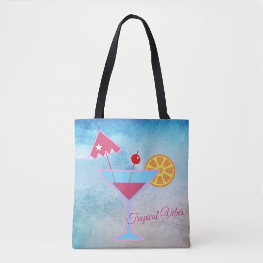 Tropisch vibes blauw en roze cocktail Abstract Zee Tote Bag (Voorkant)