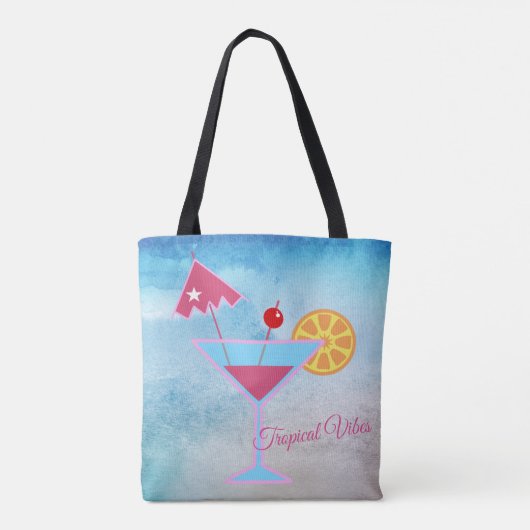 Tropisch vibes blauw en roze cocktail Abstract Zee Tote Bag (Achterkant)