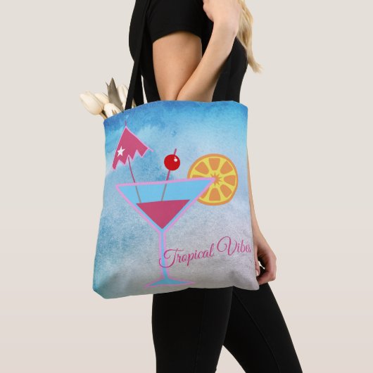 Tropisch vibes blauw en roze cocktail Abstract Zee Tote Bag (Dichtbij)