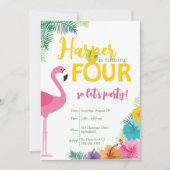 Tropisch Vierde Verjaardagsfeest, Luau Uitnodigen Kaart (Voorkant)