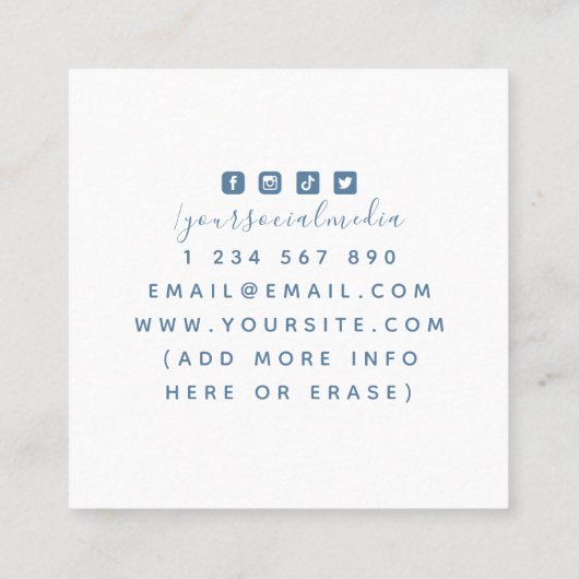 Tropisch vierkant Lijst Skincare Aesthetics Beauty Vierkante Visitekaartje (Achterkant)