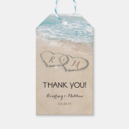 Tropisch Vintage Strand Hart Kust Trouw Favor Cadeaulabel