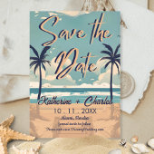 Tropisch vintage strand save the date kaart