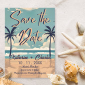 Tropisch vintage strand save the date kaart