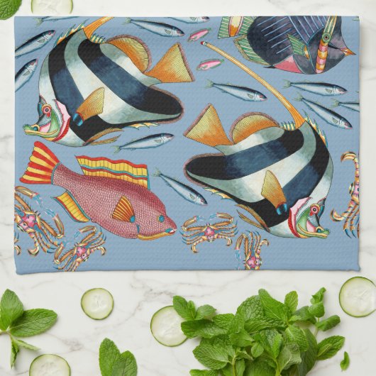 Tropisch viskoraalrif theedoek (Gevouwen)