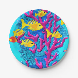 Tropisch visnaadloos patroon papieren bordje