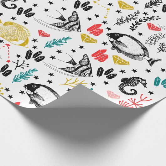 Tropisch vispakpapier cadeaupapier (Hoek)