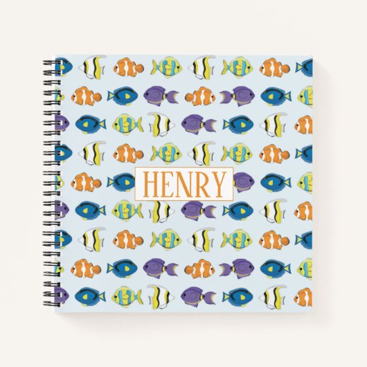 Tropisch vispatroon 8,5-inch x 8,5-inch spiraalvor notitieboek (Voorkant)