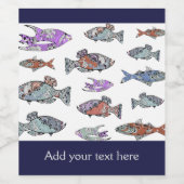 Tropisch vispatroon wijn etiket (Enkel label)