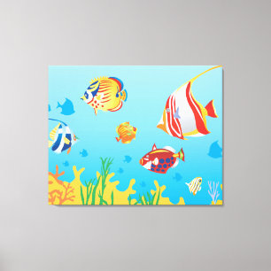 Tropisch vissenAquarium 3 het art. van het Comité Canvas Afdruk
