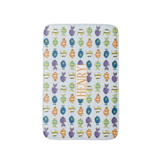 Tropisch vissenpatroon, aangepast klein wisformaat badmat (Voorkant Verticaal)