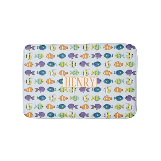 Tropisch vissenpatroon, aangepast klein wisformaat badmat (Voorkant)