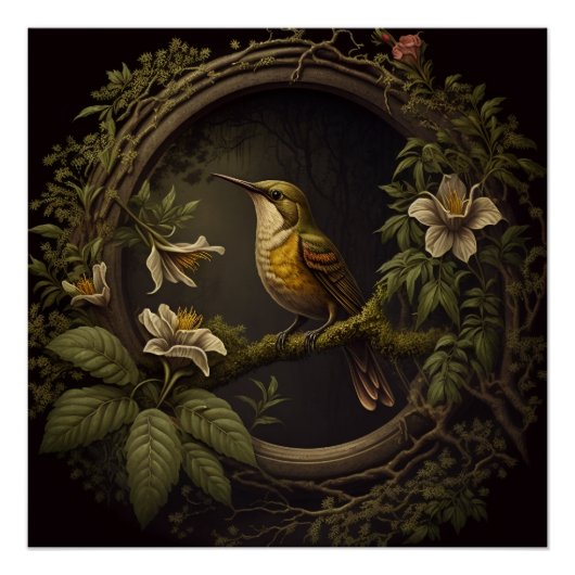 Tropisch Vogel en Bloemen Perfect Poster (Voorkant)