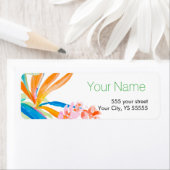 Tropisch vogel van de Waterverf van de Paradise Fl Etiket (Insitu)