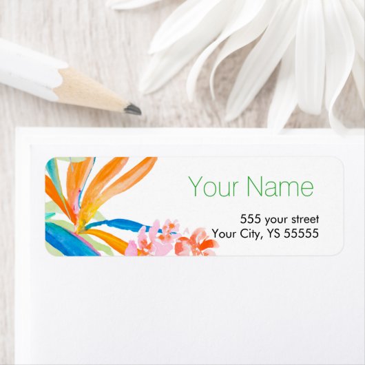 Tropisch vogel van de Waterverf van de Paradise Fl Etiket (Insitu)