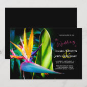 Tropisch vogelparadijs donkerbruine strand bruilof kaart (Voorkant / Achterkant)