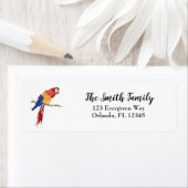 Tropisch vogelparrot-schilderadres etiket (Insitu)