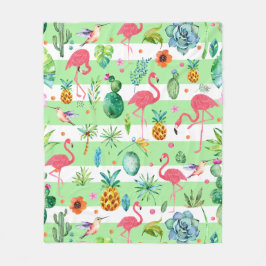 Tropisch vogelpatroon en bloemen fleece deken