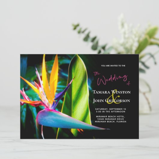 Tropisch Vogels Paradijs Donkere Bloemige Strand B Kaart (Staand voorkant)