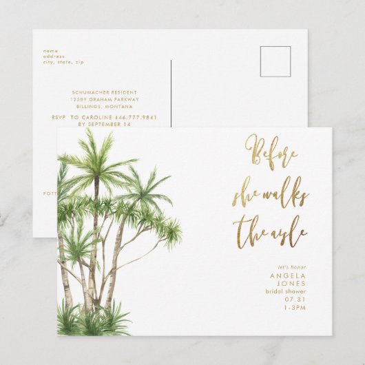 Tropisch voor ze het Vrijgezellenfeest van Aisle l Briefkaart (Voorkant / Achterkant)