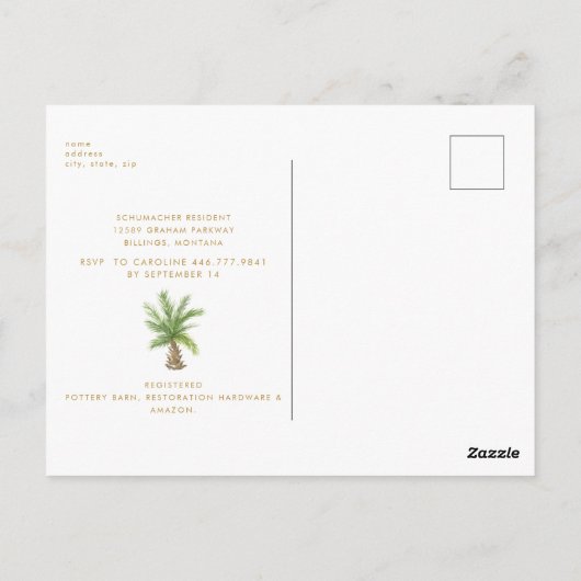 Tropisch voor ze het Vrijgezellenfeest van Aisle l Briefkaart (Achterkant)