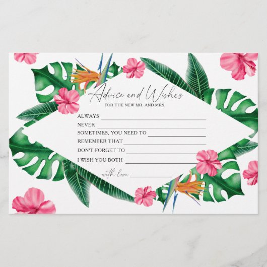 Tropisch Vrijgezellenfeest Advies en Wensen Briefpapier (Voorkant)