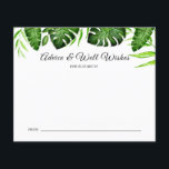 Tropisch Vrijgezellenfeest advies wenst bruiloft<br><div class="desc">Tropisch Oerwoud thema Monstera of Palm laat vrijgezellenfeest "Advies en goede wensen" achter. Ontworpen en met liefde geïllustreerd door Kristine Lee Design www.kristineleedesigns.com</div>