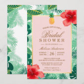 Tropisch Vrijgezellenfeest | Ananas Blush Pink Kaart (Voorkant / Achterkant)