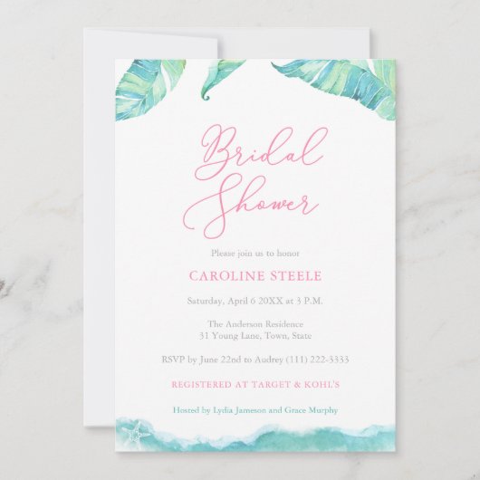 Tropisch Vrijgezellenfeest Aqua en Fuchsia Kaart (Voorkant)