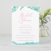 Tropisch Vrijgezellenfeest Aqua en Fuchsia Kaart (Staand voorkant)