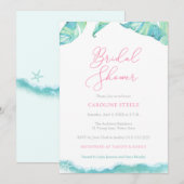 Tropisch Vrijgezellenfeest Aqua en Fuchsia Kaart (Voorkant / Achterkant)