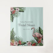 Tropisch Vrijgezellenfeest Bloemen Flamingo Achter Wandkleed (Voorkant)