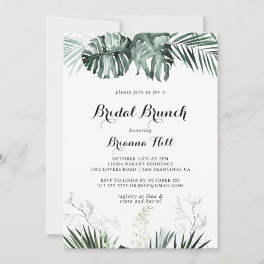 Tropisch Vrijgezellenfeest Bridal Brunch Kaart (Voorkant)