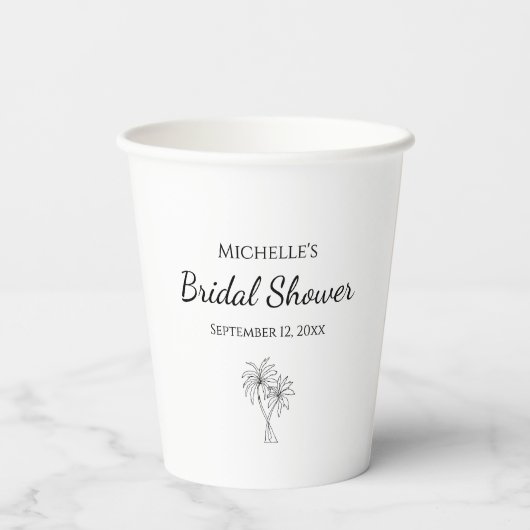 Tropisch Vrijgezellenfeest Eenvoudige Elegante Pal Papieren Bekers (Achterkant)