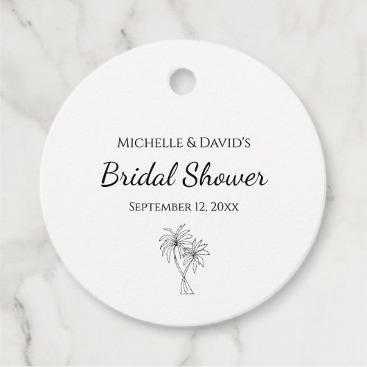 Tropisch Vrijgezellenfeest Elegante palmbomen Bedankjes Labels (Voorkant)