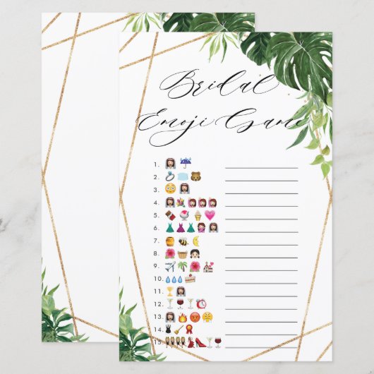 Tropisch Vrijgezellenfeest Emoji Game (Voorkant / Achterkant)