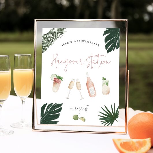 Tropisch vrijgezellenfeest kater station bord poster