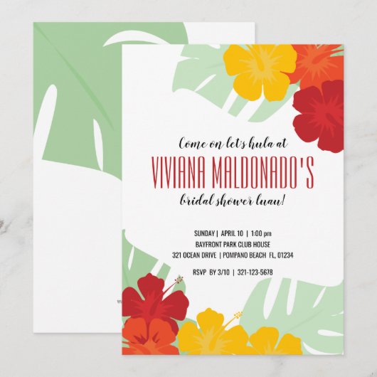Tropisch VRIJGEZELLENFEEST Luau Uitnodiging 2 (Voorkant / Achterkant)