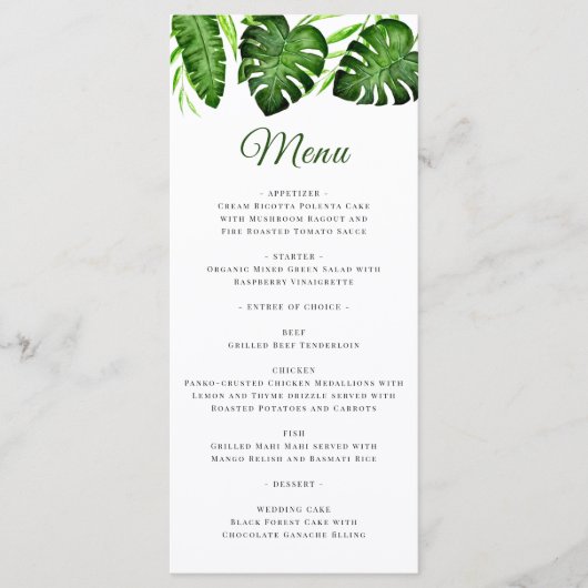 Tropisch Vrijgezellenfeest Menu Greenery Oerwoud C (Voorkant)