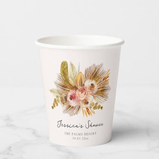 Tropisch  Vrijgezellenfeest met bloemen Papieren Bekers (Achterkant)