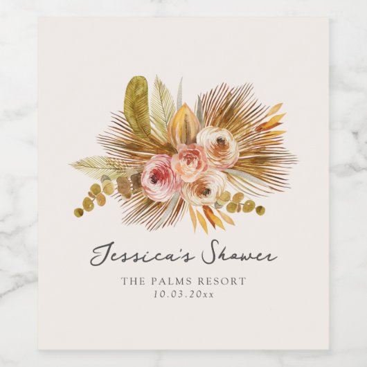 Tropisch  Vrijgezellenfeest met bloemen Wijn Etiket (Enkel label)