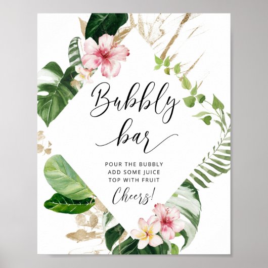 Tropisch vrijgezellenfeest met bubbelstang poster (Voorkant)