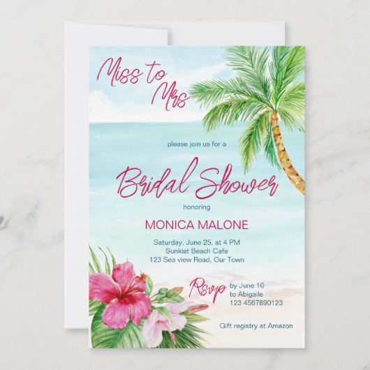 tropisch vrijgezellenfeest op het zomerstrand kaart (Voorkant)